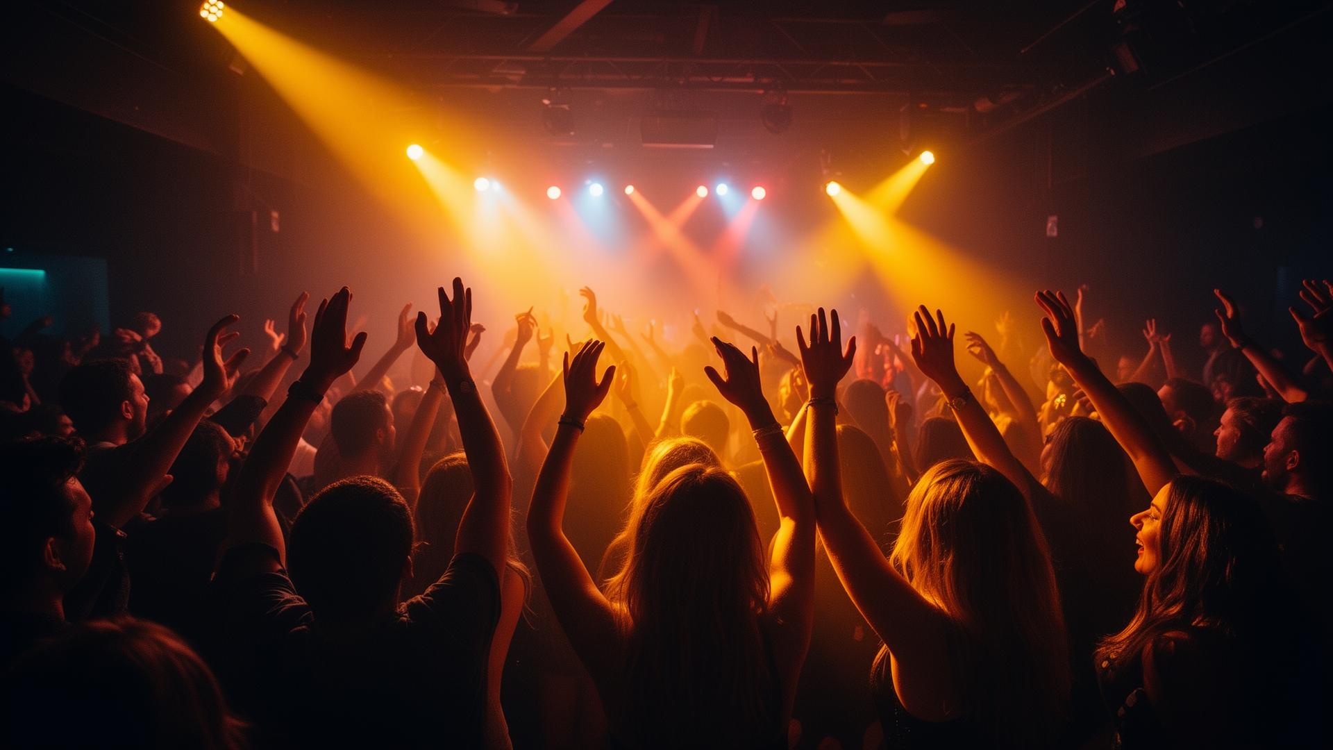 Crowd dancing at a club party